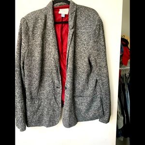 Old Navy Grey Marled Blazer XXL Burgundy Lining